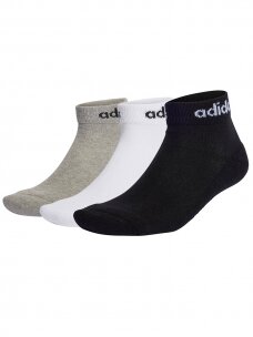 Adidas Linear Ankle Cushioned 3P kojinės juodos, baltos, pilkos IC1304