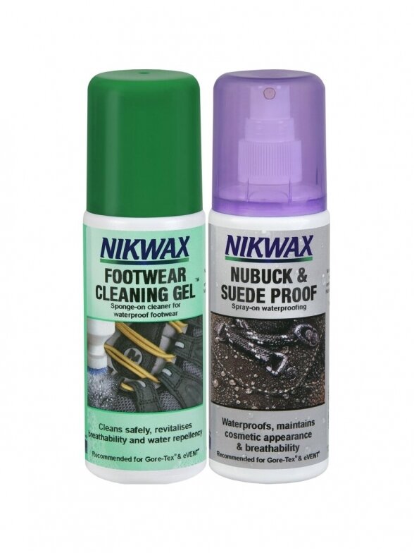 Nikwax rinkinys purškiamas impregnantas Nubuck & Suede Proof ir batų valymo gelis 2x125 ml NI-85