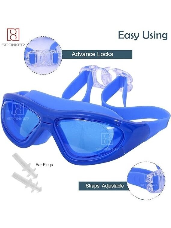 Plaukimo akiniai su ausų kištukais mėlyni 2