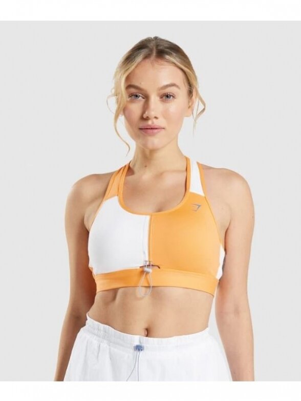 Gymshark sportinė liemenėlė B3A2K oranžinė/balta