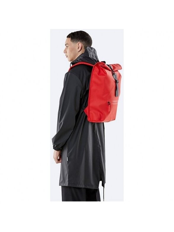 Rains  Kuprinė Roll Top Rucksack,1316 raudona 1