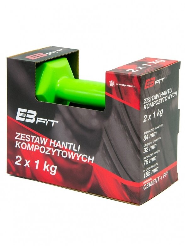 EB FIT hantelių rinkinys 2x1 kg 1027012 žalia 4